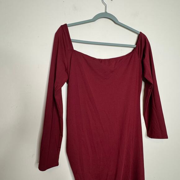 ASTR the Label Winnetka Asymmetric Off the Shoulder Sheath Dress in Wine NWT XL - Picture 6 of 8